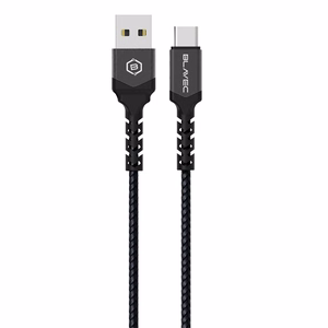 Blavec kabelis Raptor pintas - USB į Type C - 3A 2 metrai Apple CarPlay/Android Auto (CRA-UC3BG20) juodas-pilkas