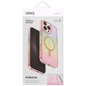 Uniq Iridescia Magclick įkrovimo dėklas iPhone 16 Pro Max – rožinis