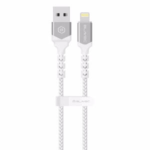 "Blavec" kabelis "Raptor", pintas - USB į "Lightning" - 1,5 A 2 metrai "Apple CarPlay" (CRA-UL15WS20), baltai sidabrinis