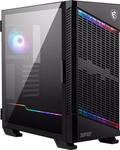 MSI MPG VELOX 100P AIRFLOW vidutinio dydžio bokštelio žaidimų kompiuterio korpusas, juodas, 3× 120 mm ventiliatorius + 1× 120 mm ARGB ventiliatorius, ARGB juosta, USB Type-C, grūdintas stiklas, E-ATX/ATX/mATX/mini-ITX