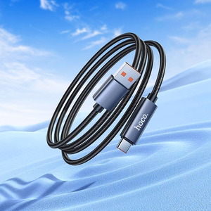 Kabelis USB A į USB C Hoco 5A su ekranu 1 m X112 juodas