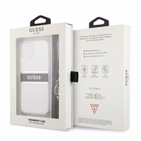 Guess GUHCP13SKC4GBSI iPhone 13 mini 5.4" Permatomas kietas dėklas 4G Pilkas Dirželis Sidabrinė Grandinė