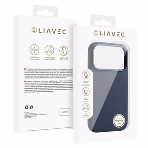 Liavec Silky dėklas su metaliniu kameros rėmeliu, skirtas Iphone 17 Pro Max tamsiai mėlynas