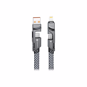 FORCELL F-ENERGY C241 4in1 kabelis Type C į USB A į Type C / Lightning QC PD 3A 60W 1 m chromuotas