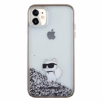 Karl Lagerfeld Liquid Glitter Choupette dėklas telefonui iPhone 11 / Xr - permatomas
