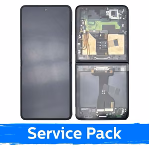LCD Ekranas Samsung F766 Z Flip7 (vidinis) su rėmeliu / Jet Juodas / (Service Pack)