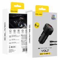 Blavec Automobilinis įkroviklis BS-04B-C Volt - USB + Type C - QC 3.0 18W PD 30W su Type C to Type C cable (CCBS04BCV-UCB) juodas