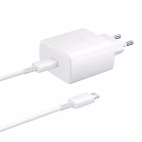 Samsung EP-TA845EWE 45W sieninis įkroviklis su USB-C kabeliu Samsung EP-DW767JWE 45W 1.8m (OOB Bulk - pakaitinė pakuotė) - baltas