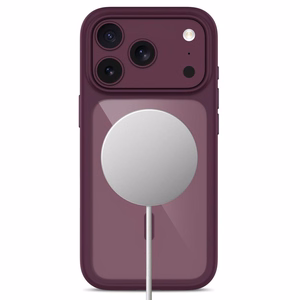 Tech-Protect MagOne CC MagSafe dėklas su 2 grūdintais stiklais, skirtas iPhone 18 Pro / 17 Pro, skaidrus bordo spalvos