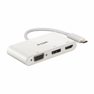 D-Link DUB-V310 „3 viename“ USB-C–HDMI/VGA/DisplayPort adapteris ir USB Type-C šakotuvas