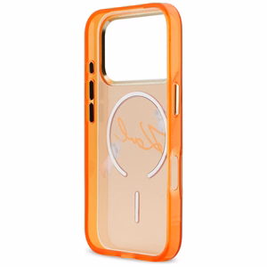 Karl Lagerfeld IML Choupettes Karl Script Logo MagSafe Dėklas for iPhone 17 Pro Max - oranžinis