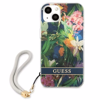 Guess GUHCP13SHFLSB iPhone 13 mini 5.4" mėlynas/mėlynas kietas dėklas Gėlių Dirželis