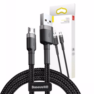 USB kabelis Baseus Cafule microUSB 1.0m 2.4A pilkas-juodas CAMKLF-BG1