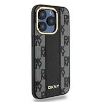DKNY Odinis langeliais raštuotas magnetinis dėklas iPhone 15 Pro Max - juodas