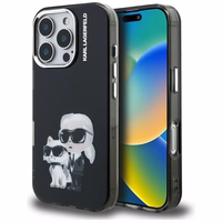 Karl Lagerfeld IML Aquarelle Karl & Choupette & Logo iPhone 16 Pro deklas - juodas