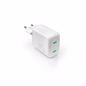 Puro MiniPro 35W GaN 2xUSB-C sieninis įkroviklis - baltas