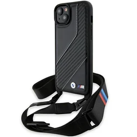 BMW M Edition anglies juostelė ir dirželis dėklas telefonui iPhone 15 Plus / 14 Plus - juodas