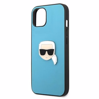 Karl Lagerfeld Odinis Ikonik Karl's Head Metalinis dėklas iPhone 13 mini - mėlynas