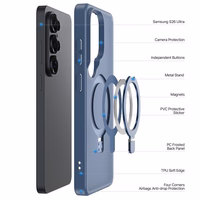 Dėklas Dux Ducis Yind Magnetic Stand Samsung S948 S26 Ultra tamsiai mėlynas