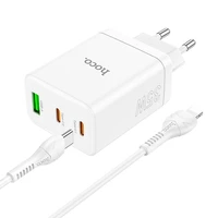 Įkroviklis Hoco 2 x USB C + USB A QC3.0 PD 3A 35W + Kabelis USB C į Lightning N33 baltas