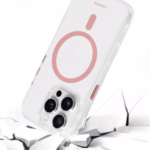 Liavec Blizgus Magnetinis Skaidrus dėklas telefonui Iphone 14 Pro rožinė