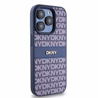 DKNY Odinis mono juosta ir metalinis logotipas dėklas telefonui iPhone 15 Pro - mėlynas
