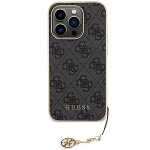 Guess GUHCP15LGF4GGR iPhone 15 Pro 6.1" pilkas/pilkas kietas dėklas 4G Pakabukų Kolekcija