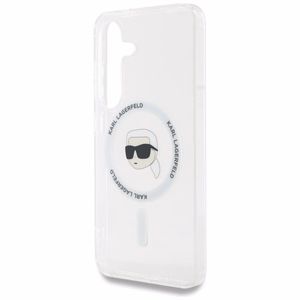 Dėklas Karl Lagerfeld Button Karl Head Printed Logo Magnetinis Samsung Galaxy S25 baltas