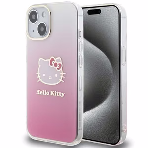 Hello Kitty IML Gradient Electrop Kitty Head dėklas telefonui iPhone 15 - rožinis