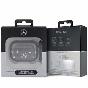 Mercedes MEAP8DPMGS AirPods Pro dėklas su didelio žvaigždės rašto dizainu, juodas