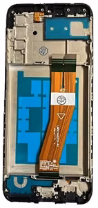 LCD ekranas Samsung A037G A03s 2021 (didelio formato Europos versija) su jutikliniu ekranu ir rėmeliu juodas originalus
