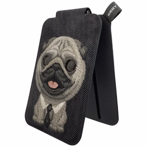 Nimmy New Big-Eye Cute Pets 2.0 Dog magnetinis „MagSafe“ kortelių dėklas telefonui su stovu – juodas