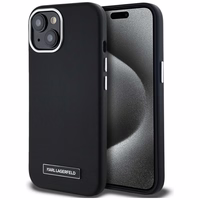 Karl Lagerfeld FW Metal Plate Magnetinis iPhone 15 dėklas - juodas