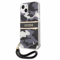 Guess GUHCP13SKCABBK iPhone 13 mini 5.4" juodas/juodas kietas dėklas Camo Dirželis Kolekcija