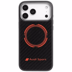 Audi RSQ Anglies pluošto Sportinis raudonas apskritimas Magnetinis dėklas telefonui iPhone 17 Pro Max - juodas