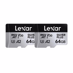 Lexar High-Performance Silver Plus microSDXC 2x64GB atminties kortelių rinkinys + adapteris