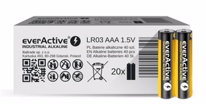 Šarminės baterijos everActive Industrial Alkaline LR03 AAA - kartoninė dėžutė - 40 vnt.