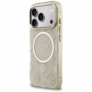 Guess IML Peony Dot MagSafe Dėklas for iPhone 17 Pro - smėlinis