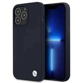 BMW Silicone Signature dėklas telefonui iPhone 13 Pro Max 6.7" - tamsiai mėlynas