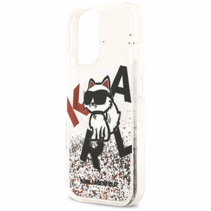 Karl Lagerfeld Skystas Blizgučiai Choupette Logo Magnetinis Dėklas telefonui iPhone 17 - Skaidrus