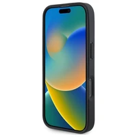 BMW ženklas odinis deimantinis metalinis logotipas magnetinis iPhone 16 Pro dėklas - juodas