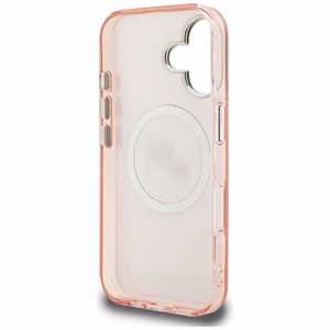 Karl Lagerfeld IML Glitter Karl & Choupette Heads Logo MagSafe dėklas iPhone 16 - rožinis