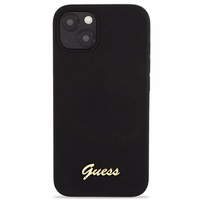 Guess GUHMP13MLSLMGBK dėklas telefonui iPhone 13 6.1" juodas kietas silikoninis su auksiniu logotipu MagSafe