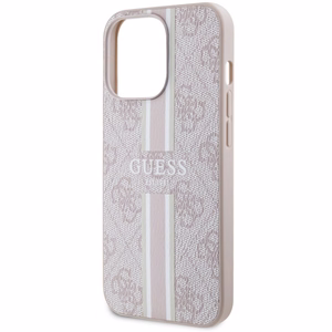 Guess GUHMP13LP4RPSP iPhone 13 Pro / 13 6.1" rožinė/rožinė kietas dėklas 4G Printed Stripes MagSafe