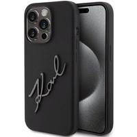 Karl Lagerfeld silikoninis dėklas Karl Script iPhone 15 Pro - juodas