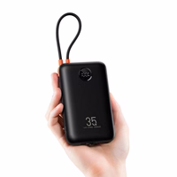 Išorinė baterija VEGER 20000 mAh su įmontuotais kabeliais Type C / Lightning PD QC3.0 35W K2 (W2068) juoda