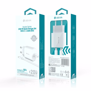 Devia wall įkroviklis Rocket PD 20W 1x USB-C baltas + laidas USB-C - Lightning