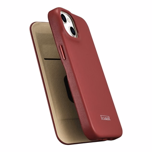 iCarer CE Premium odinis folio dėklas iPhone 14 Plus su MagSafe magnetiniu flipu - raudonas