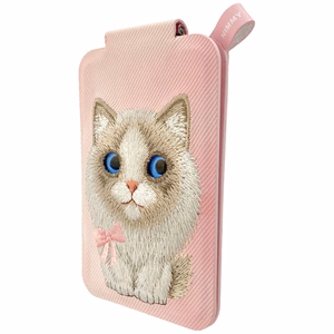 Nimmy New Big-Eye Cute Pets 2.0 Cat magnetinis „MagSafe“ kortelių dėklas telefonui su stovu – rožinis