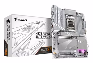 Gigabyte X870 AORUS Elite WiFi7 Ice Motherboard AMD Ryzen 9000 DDR5 8200MHz OC 3xPCIe 5.0 1xPCIe 4.0 Wi-Fi 7 2.5GbE USB4